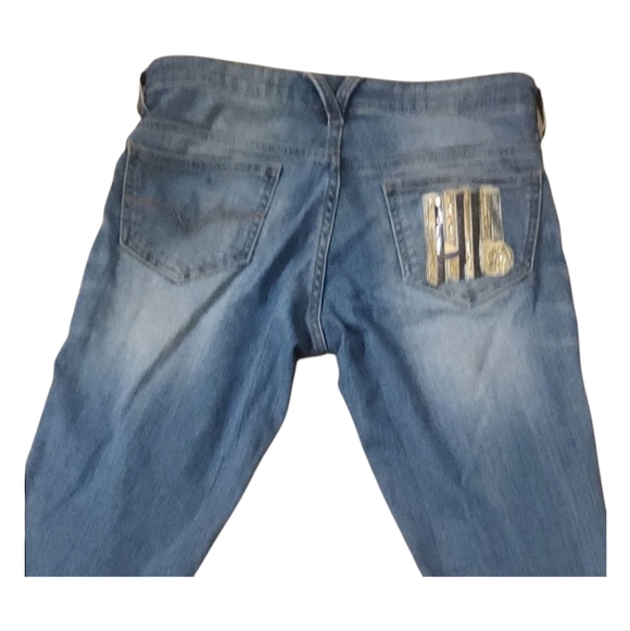 Versace Jeans Size 26 EUC Patent Leather Hi with Embroidered Gold - Picture 4 of 5